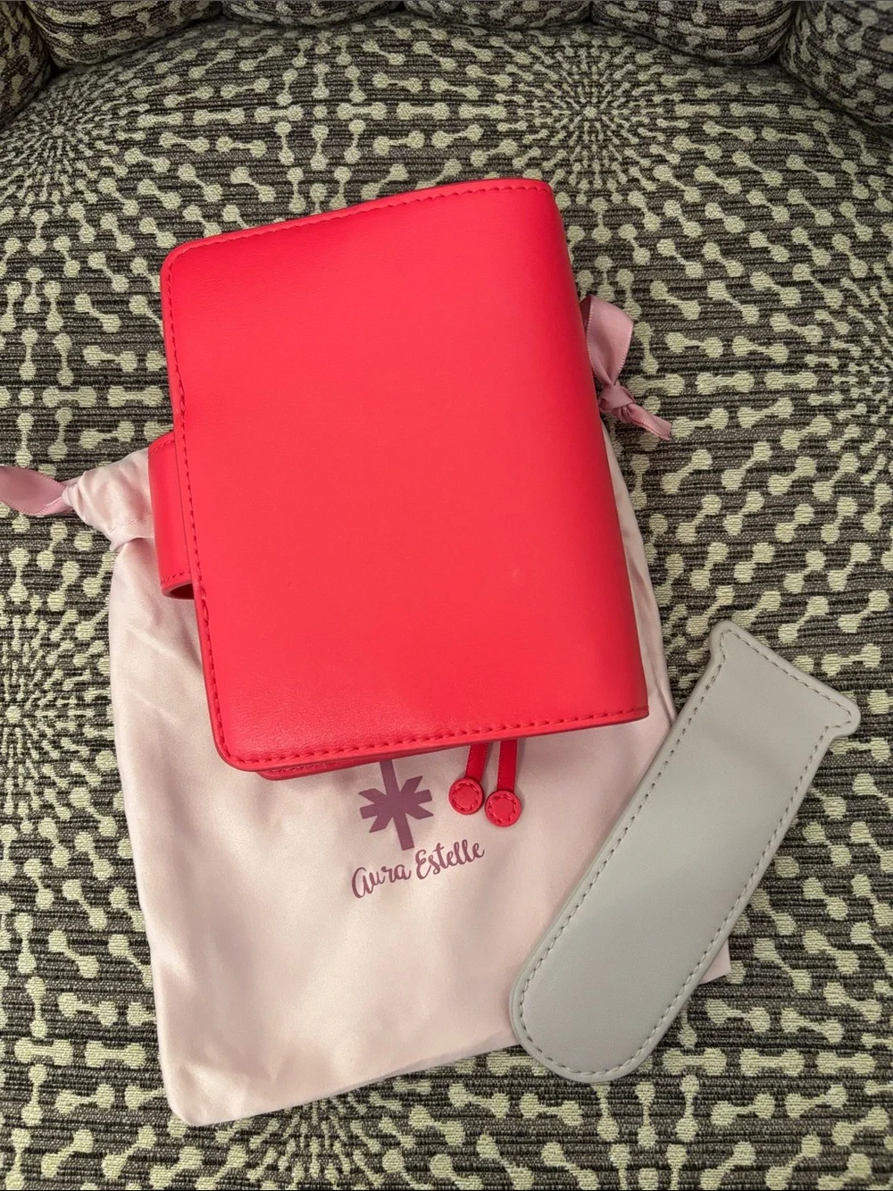 Aura Estelle Passport Size Travelers Style Planner Cover Cherry Red & dustbag
